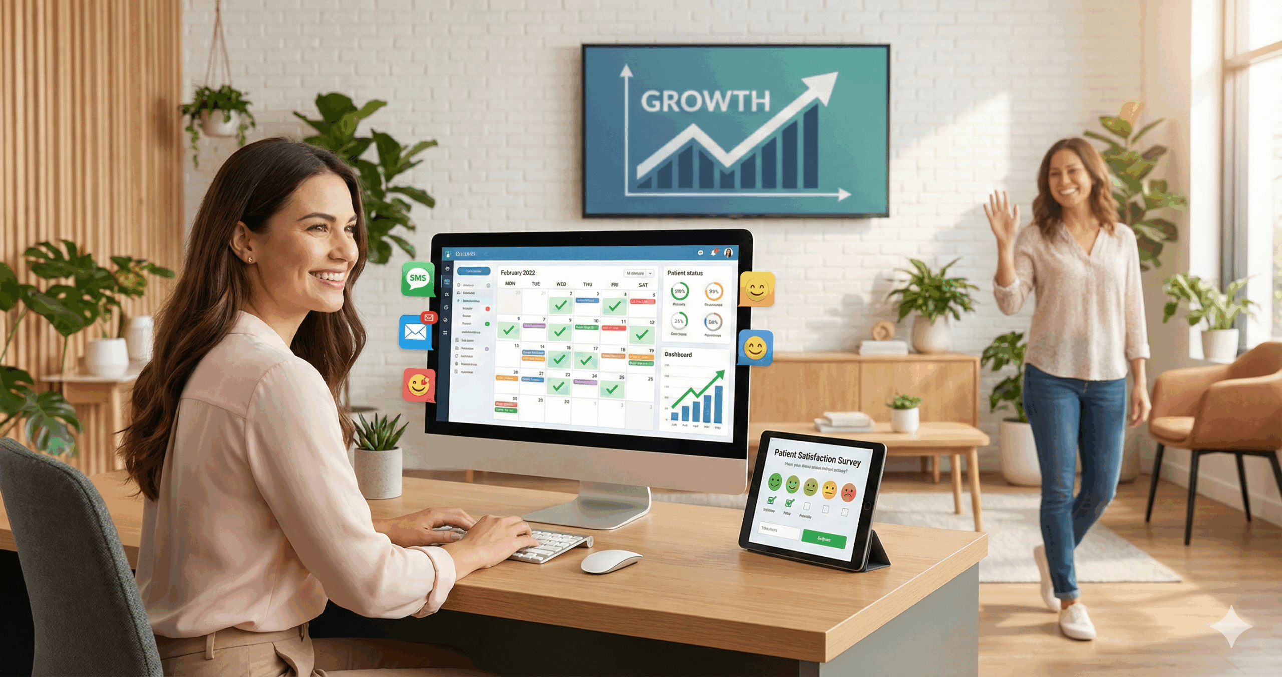 Split screen image showing chaotic appointment calendar with missed appointments versus organized full calendar, demonstrating how to reduce no-shows in wellness practice