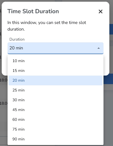Custom service duration settings