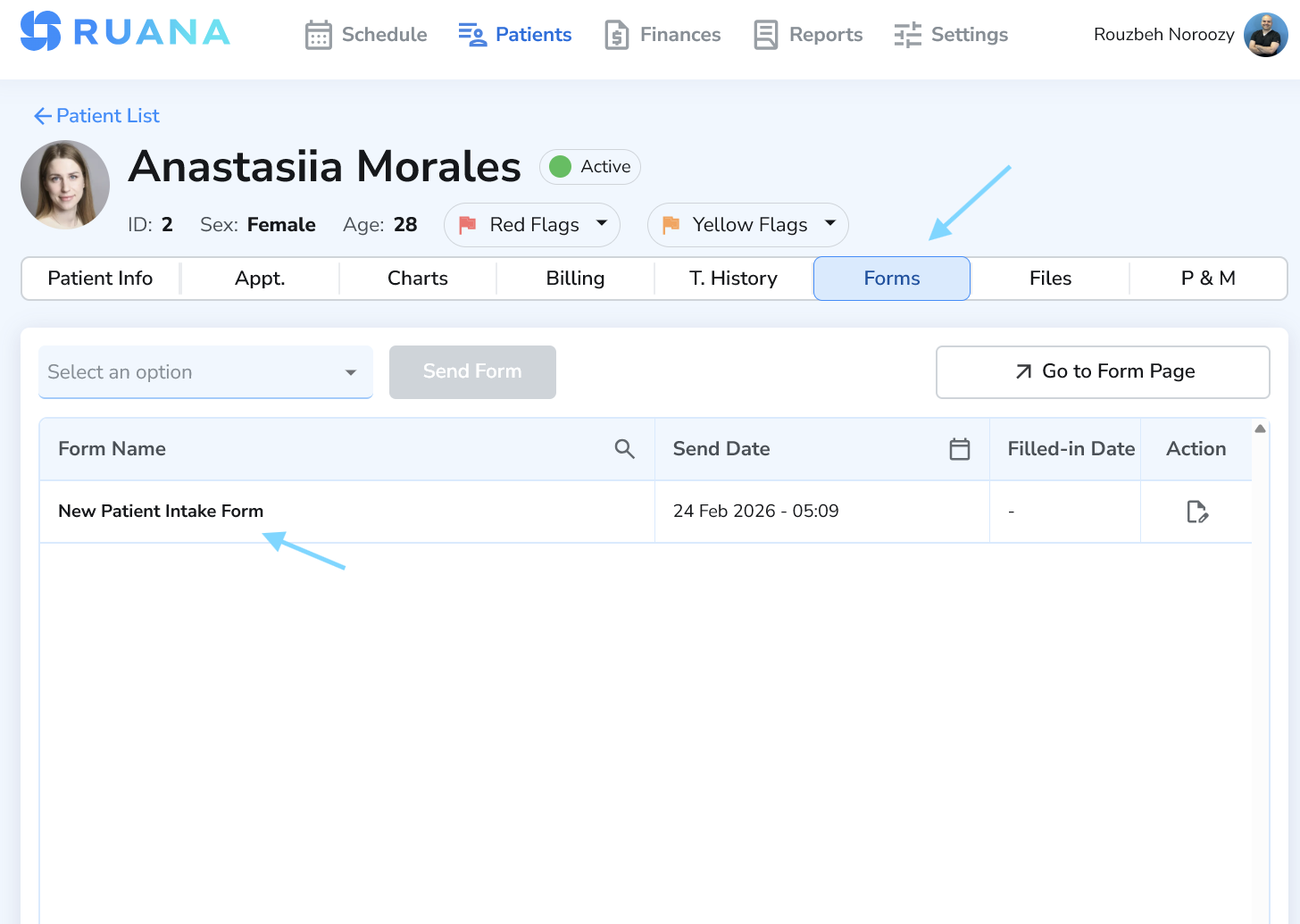 Easy access to intake forms