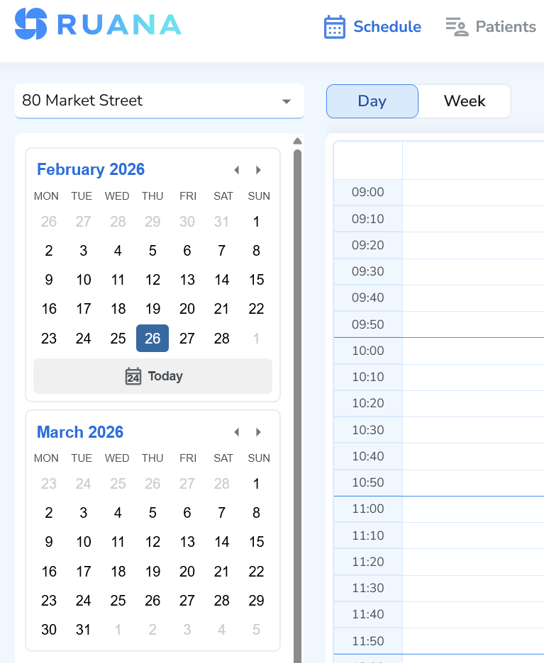 Two-month calendar view