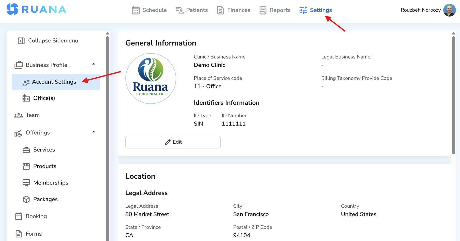 Where to find Account Settings in Ruana