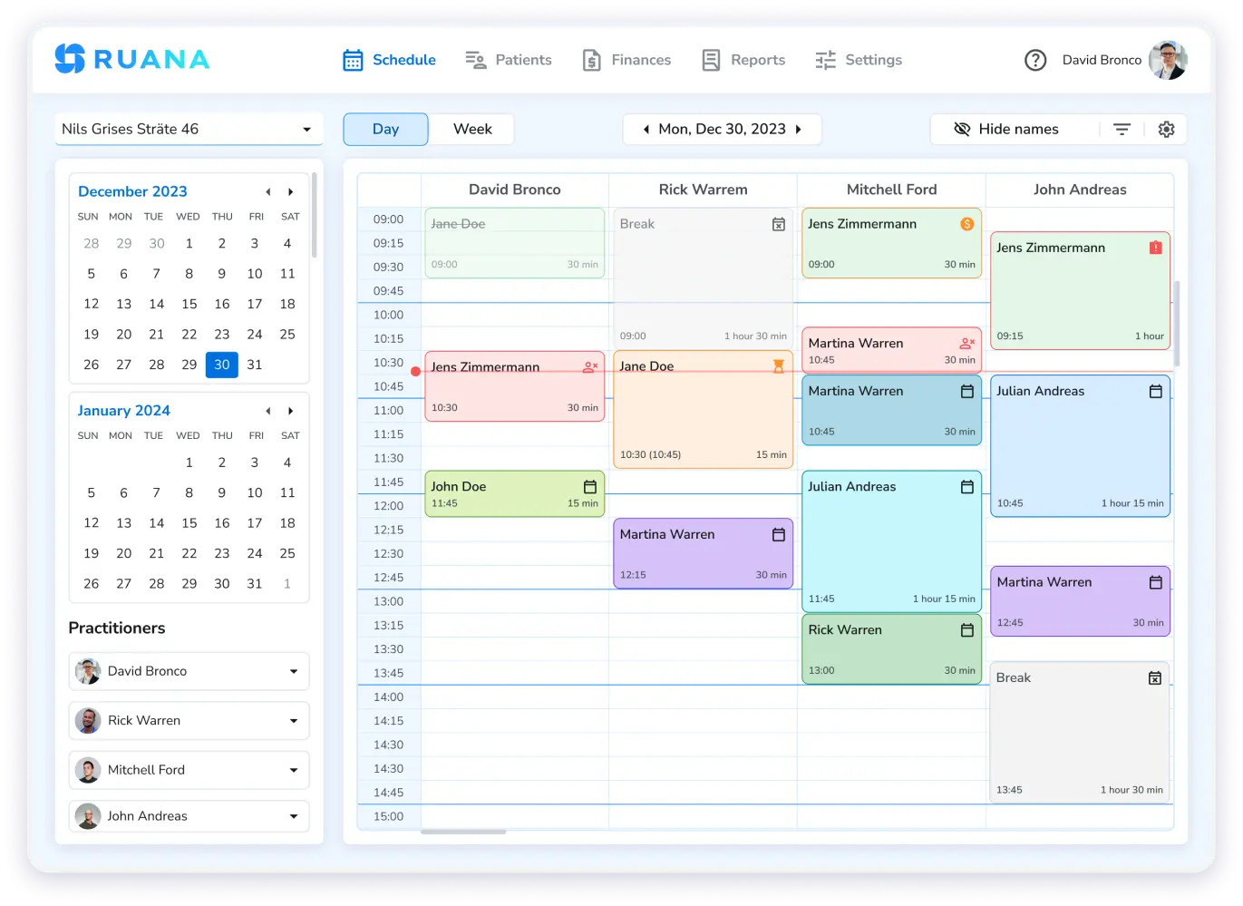 Scheduling software feature