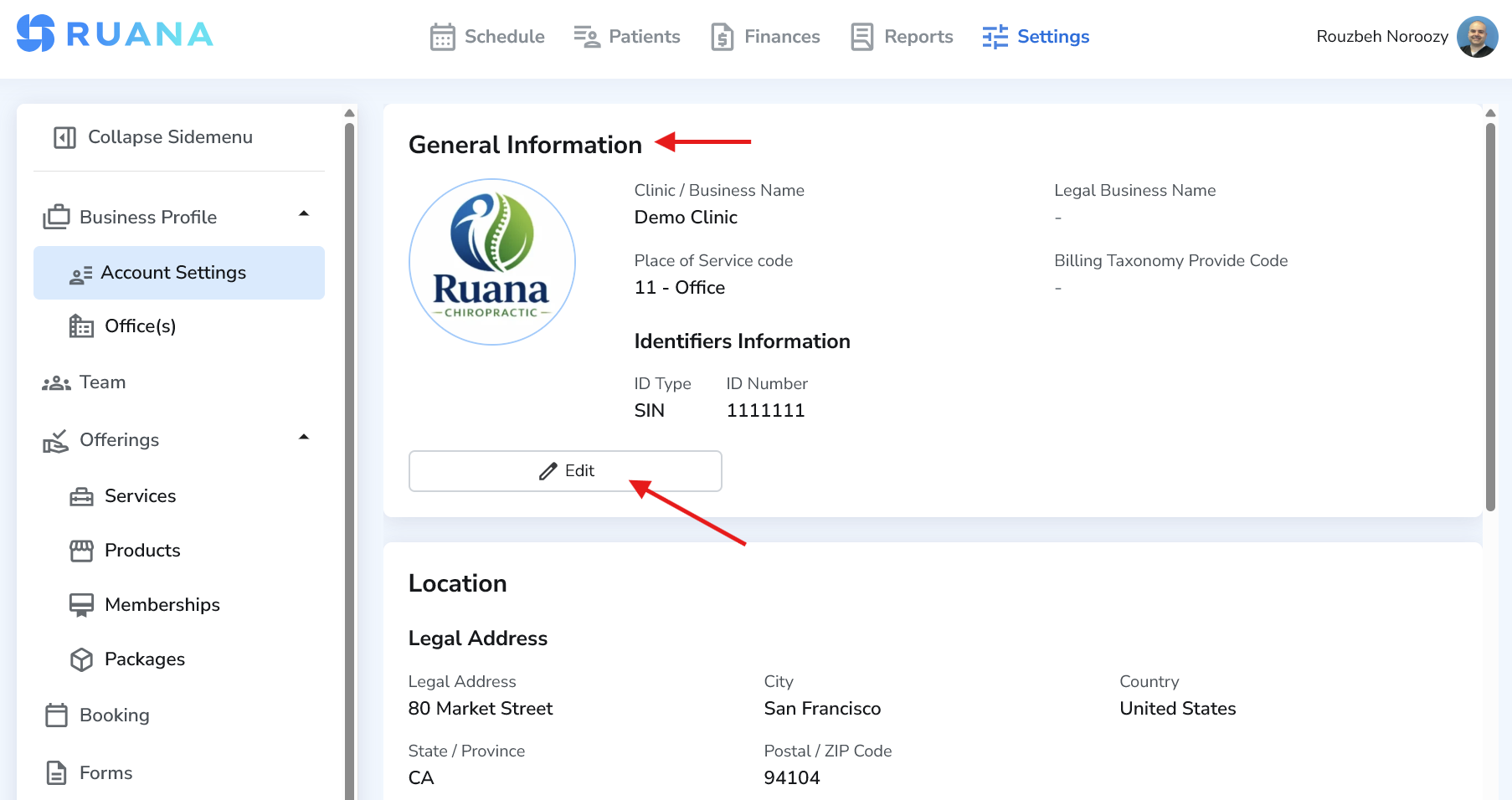 General Information section in Account Settings