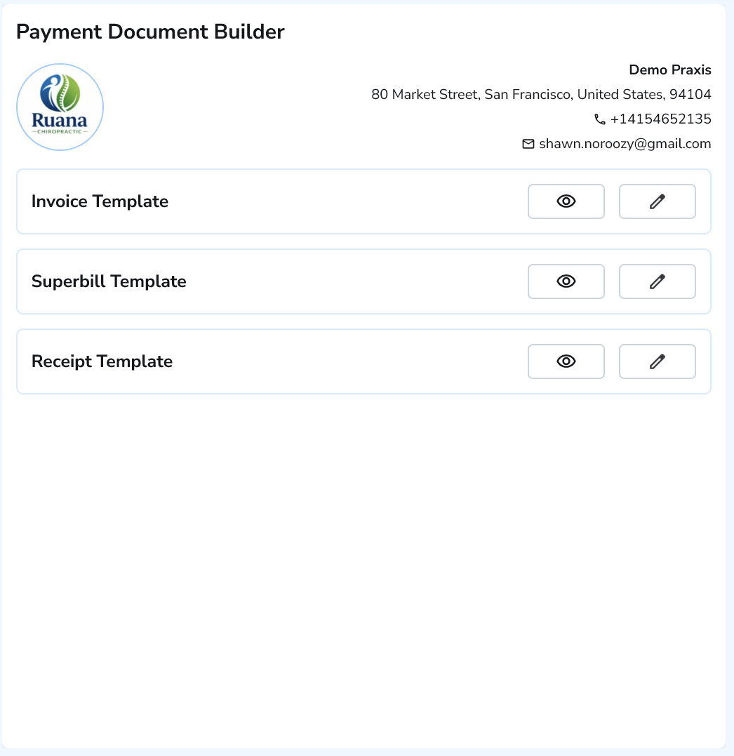 Customizable invoice builder