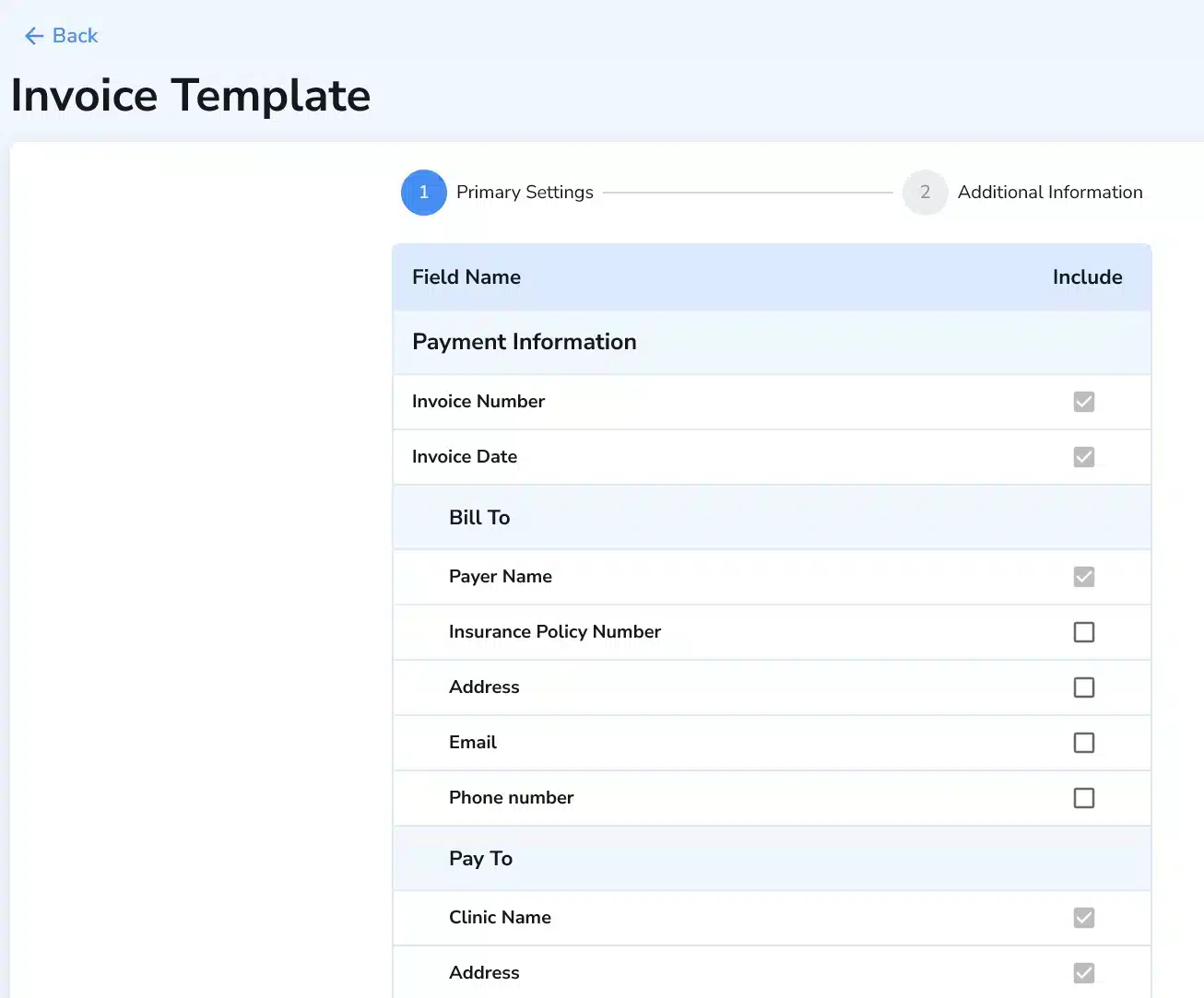 Invoice Template settings in Ruana