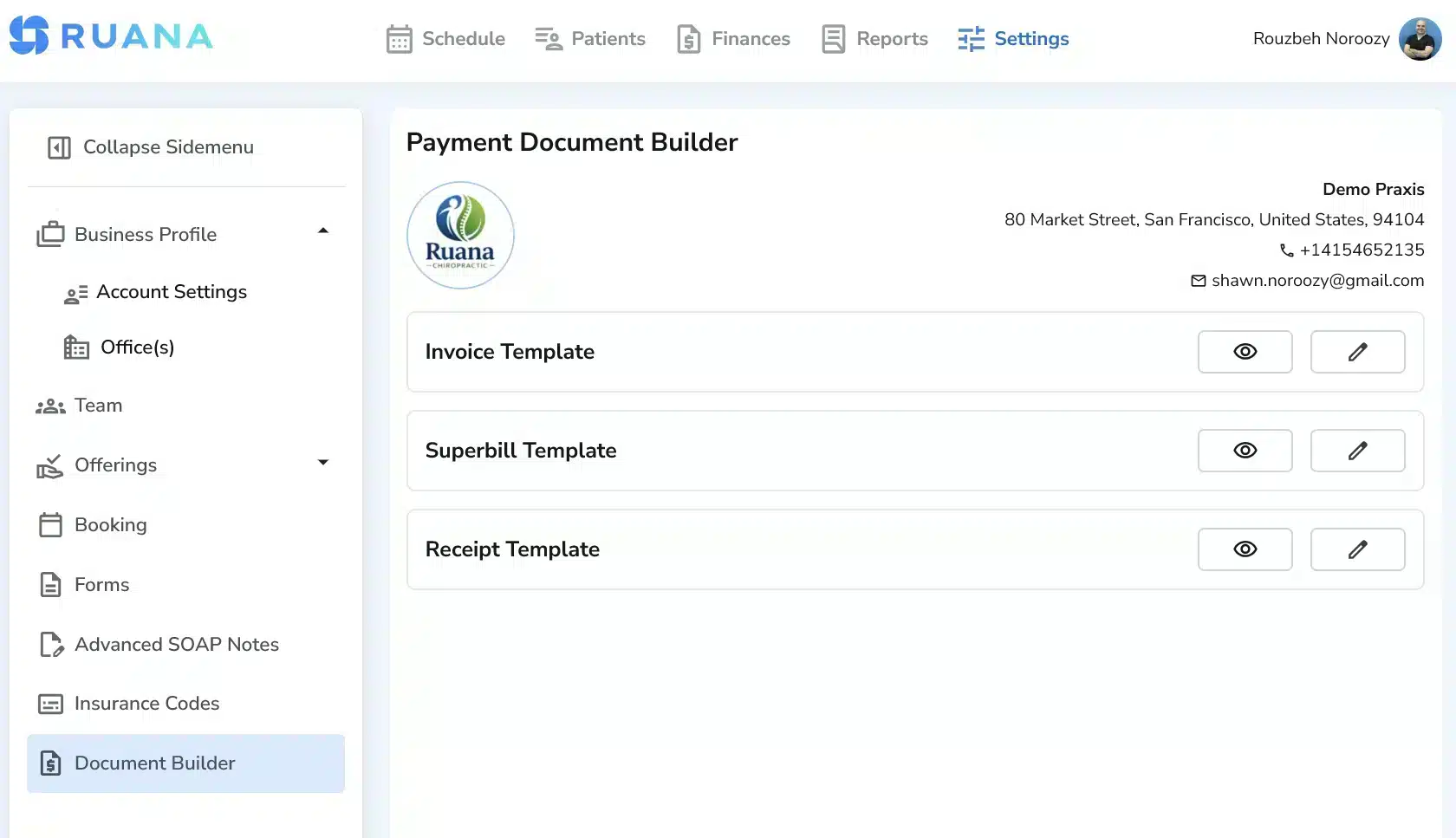Ruana Document Builder main screen