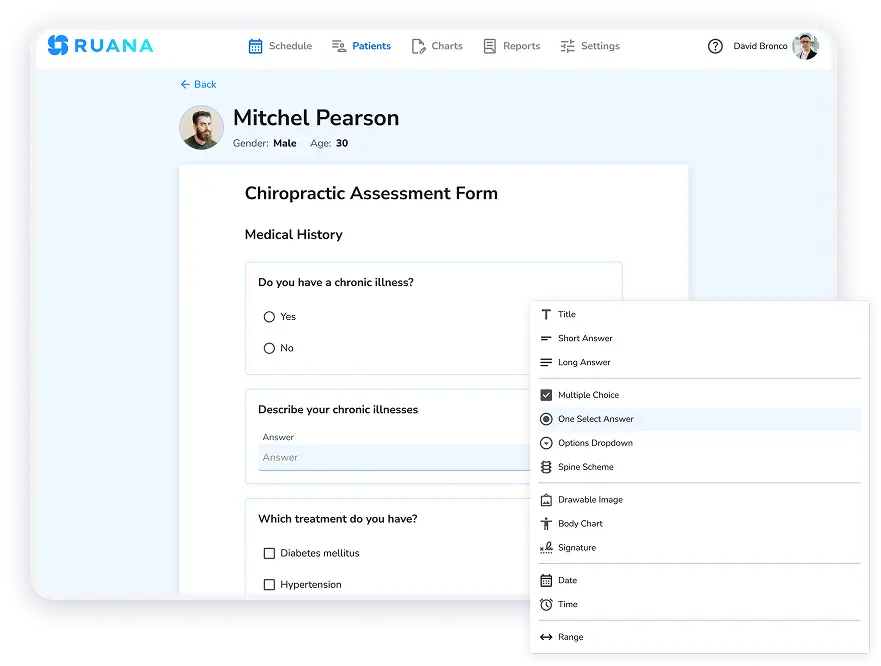 Intake forms feature