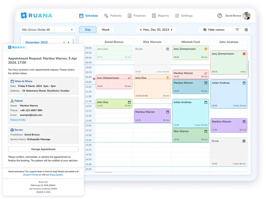 Appointment request approval interface