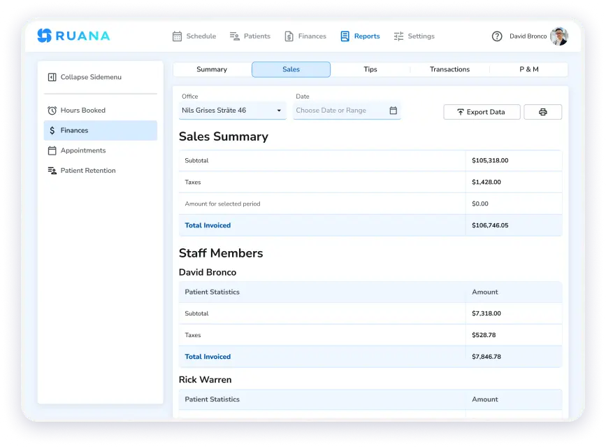 Reports and insights feature