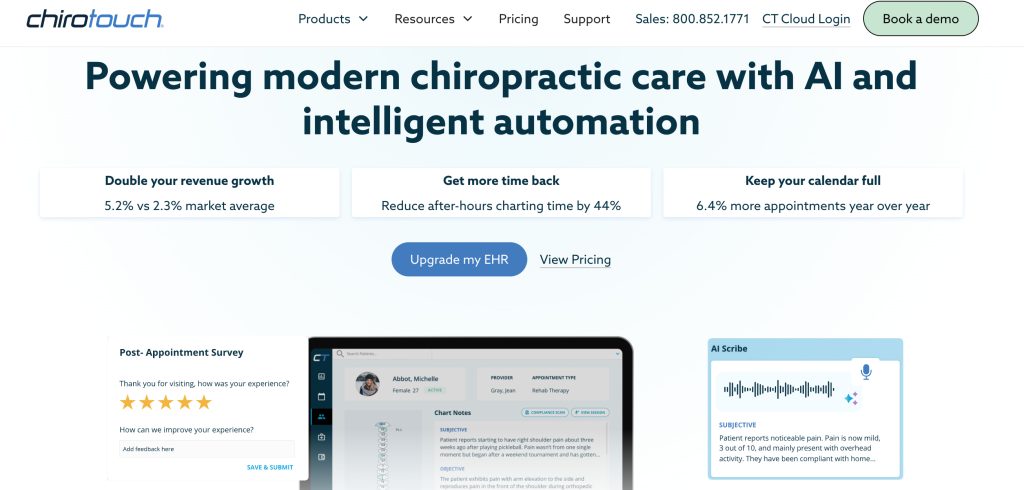 chirotouch homepage screenshot