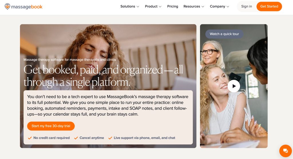 MassageBook homepage