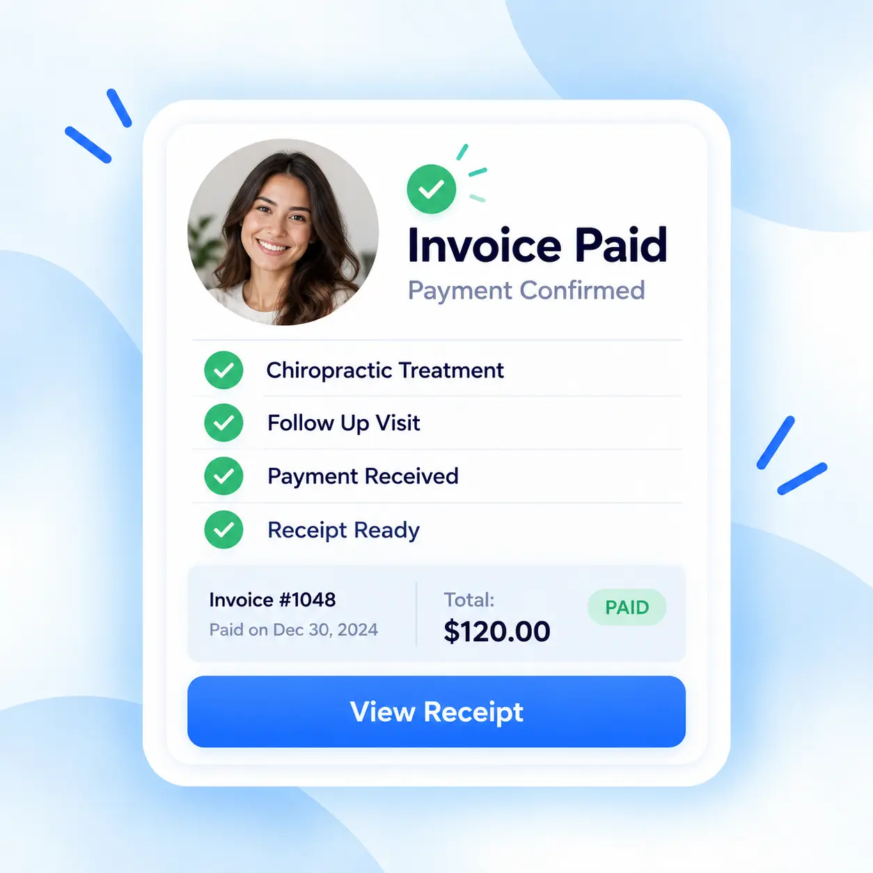 Invoice with payment link in Ruana practice management software