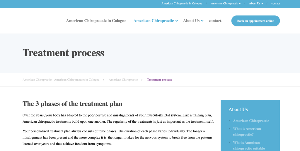 treatment process explained on chiropractic clinic website